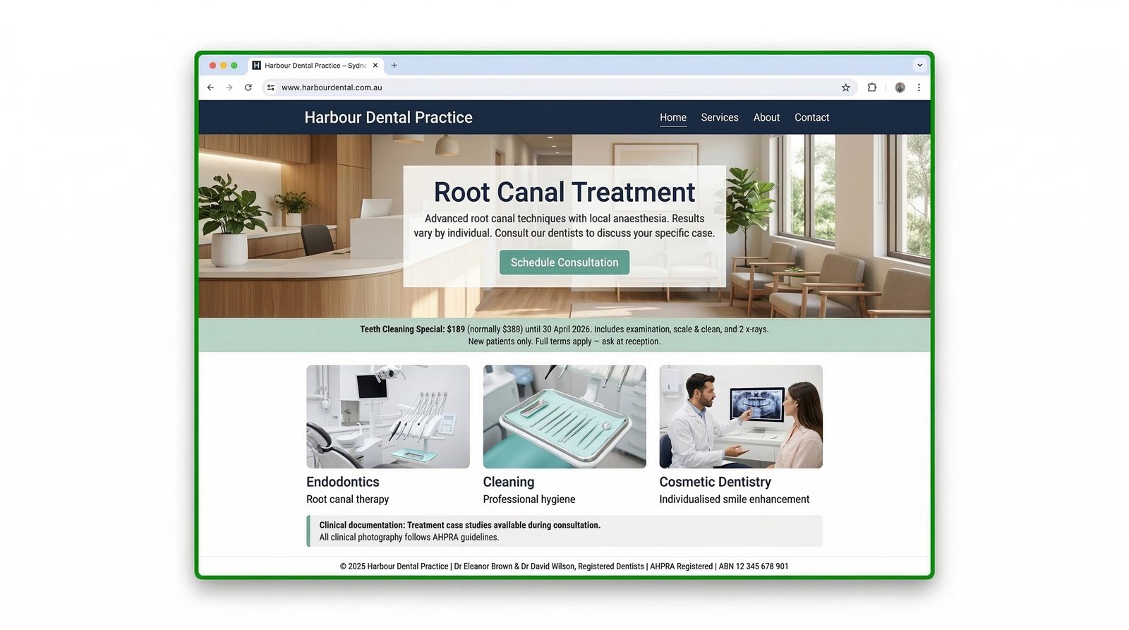 Figure 02: Compliant Dental Practice Website