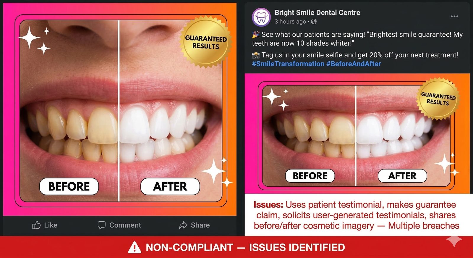 Figure 06c: Non-Compliant Facebook Post: Multiple Violations