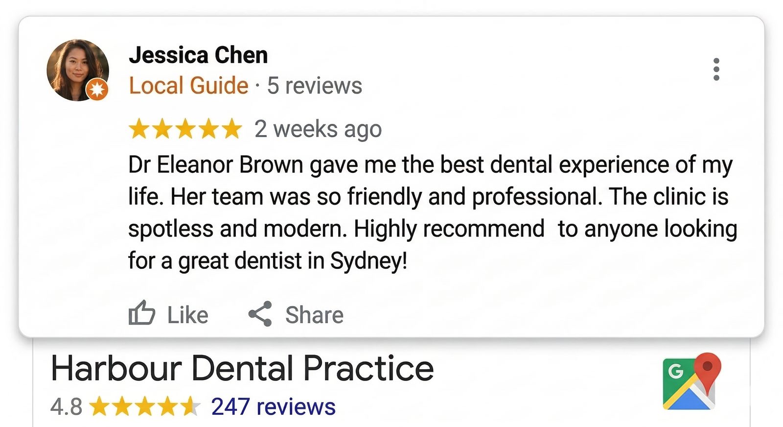 Figure 07: Google Review: Positive Patient Review