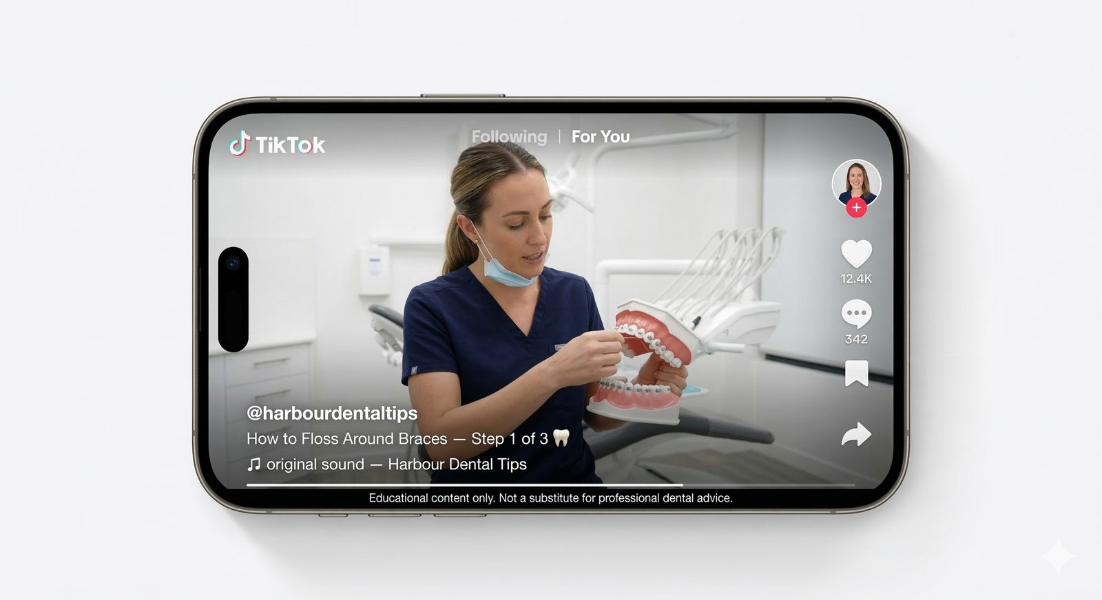 Figure 09: Compliant TikTok/Reel: Educational Dental Content