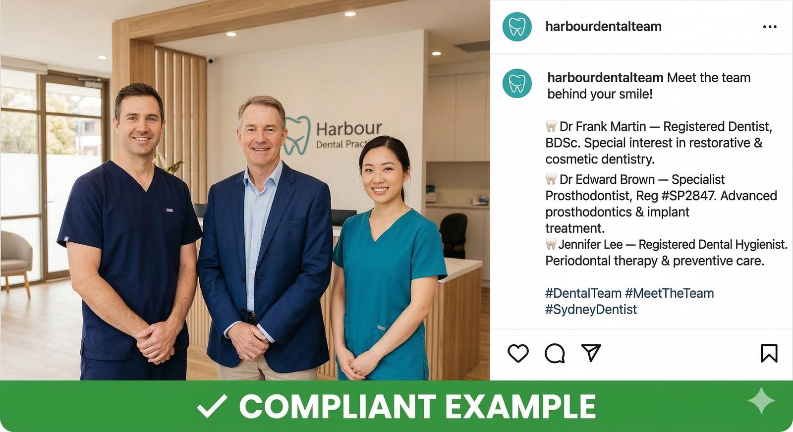 Figure 11: Compliant Instagram Post: Team Profile with Correct Titles
