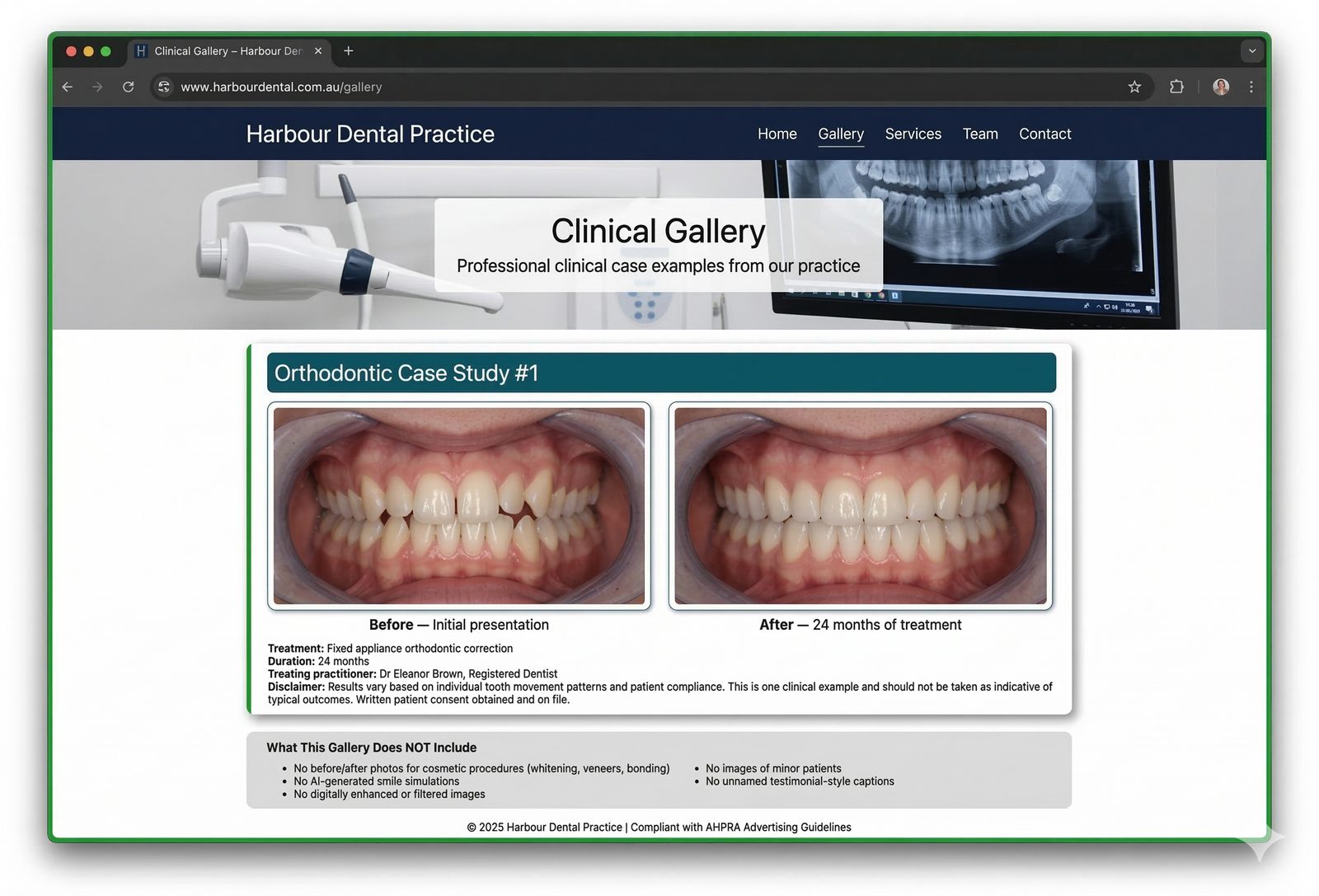 Figure 16: Compliant Website: Clinical Photo Gallery