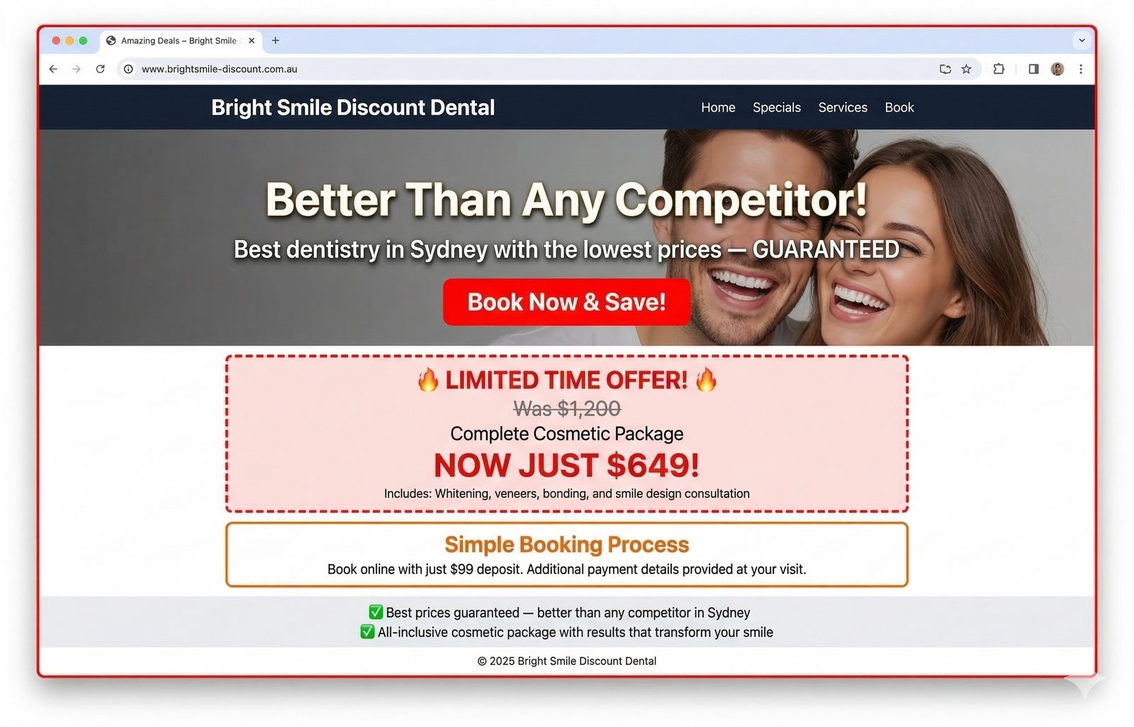 Figure 17: Non-Compliant Website: Consumer Law Violations