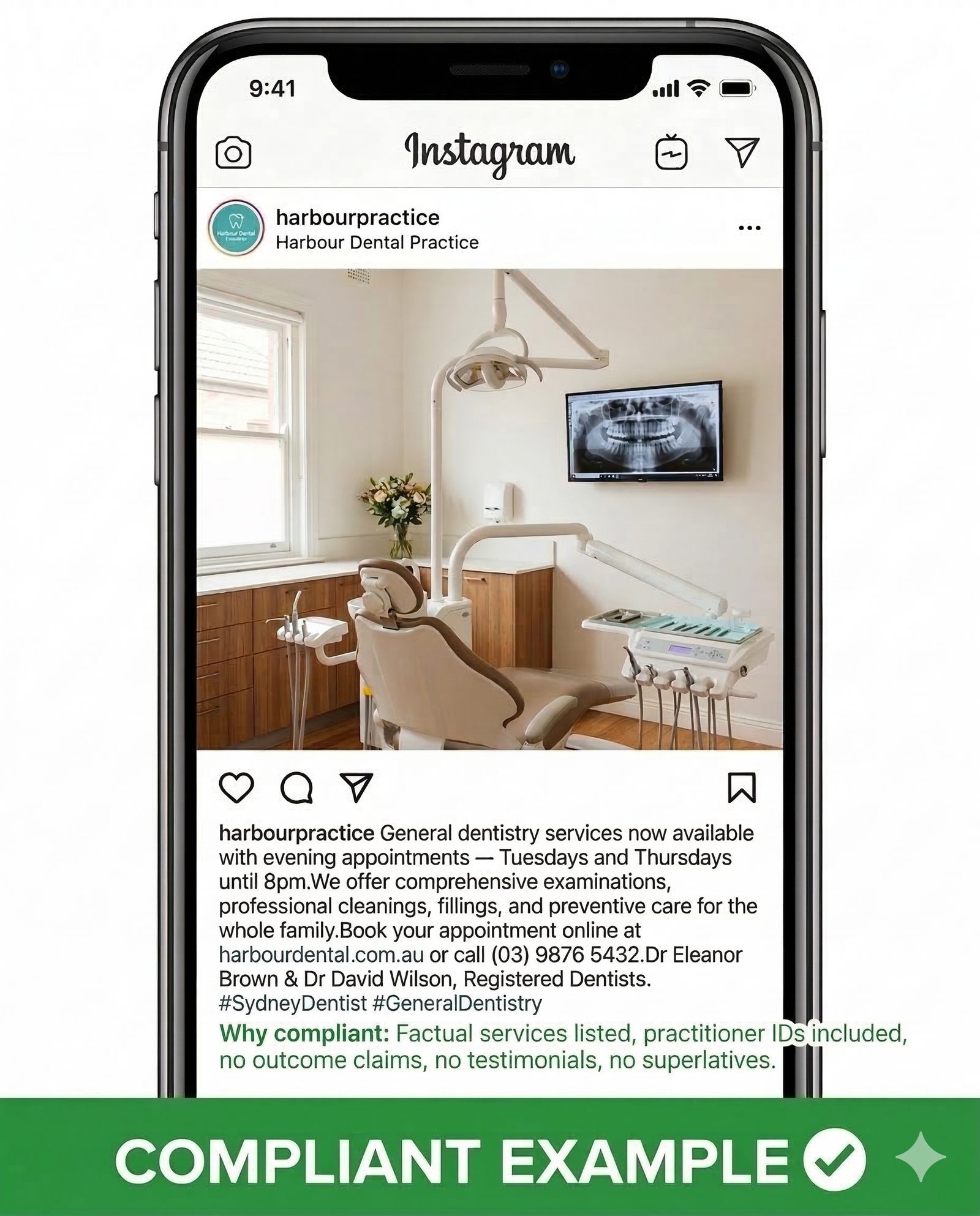 Figure 18: Compliant Instagram Post: General Dentistry Services